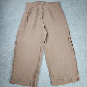 J. Jill Womens Capris Pants 100% Linen Taupe Size 10 Lagenlook